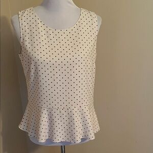 Talbots Cream and Red Polka Dot Sleeveless Blouse